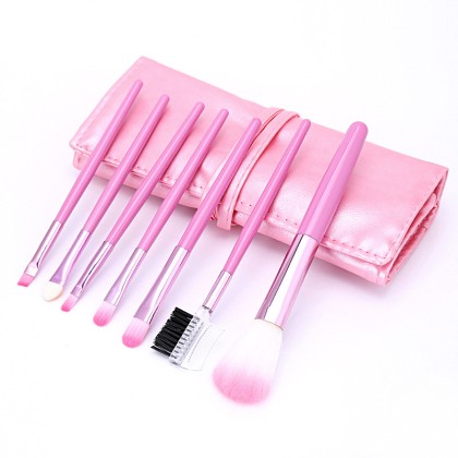 Set Pensule Machiaj,PINK-7 bucati+borseta
