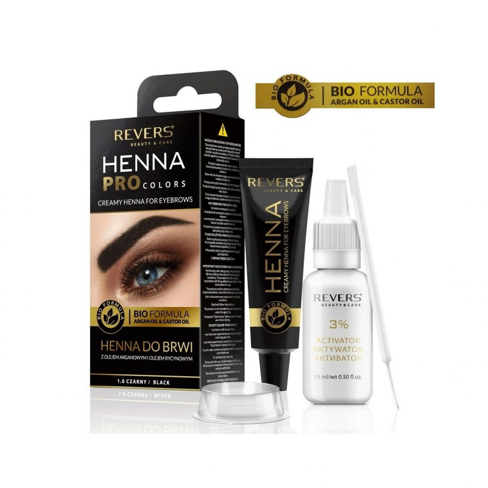 Vopsea de sprancene Revers Henna Pro Colors, Negru