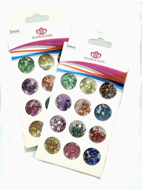 Ornamente unghii-Strasuri Colorate-Tip 3 mm - imagine 2