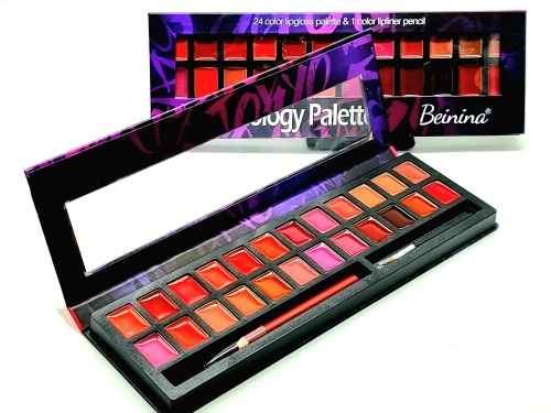 Trusa Profesionala Rujuri,Lip Mixology Pallete,BEININA-24 nuante+1 creion buze - imagine 2