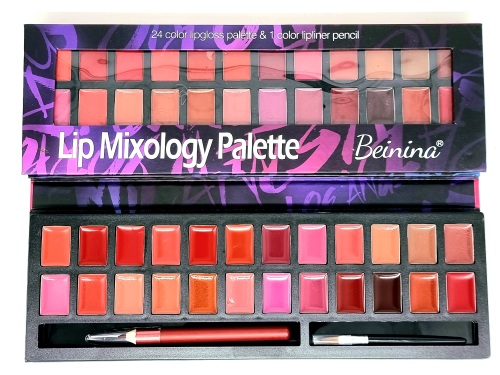 Trusa Profesionala Rujuri,Lip Mixology Pallete,BEININA-24 nuante+1 creion buze - imagine 5
