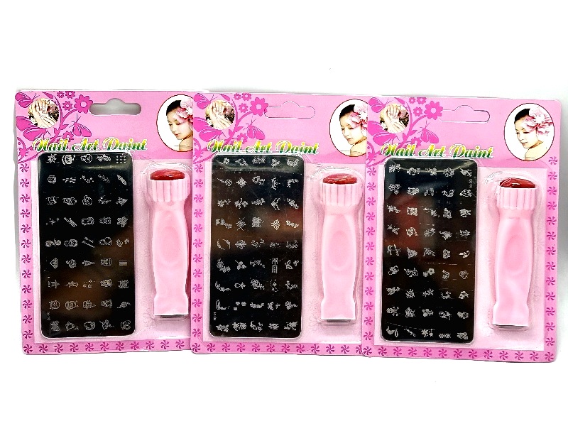Set Stampila Unghii+ Matrita-Pink