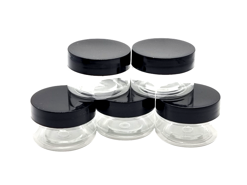 Recipient Plastic Transparent cu Capac Negru,50mmx32mm