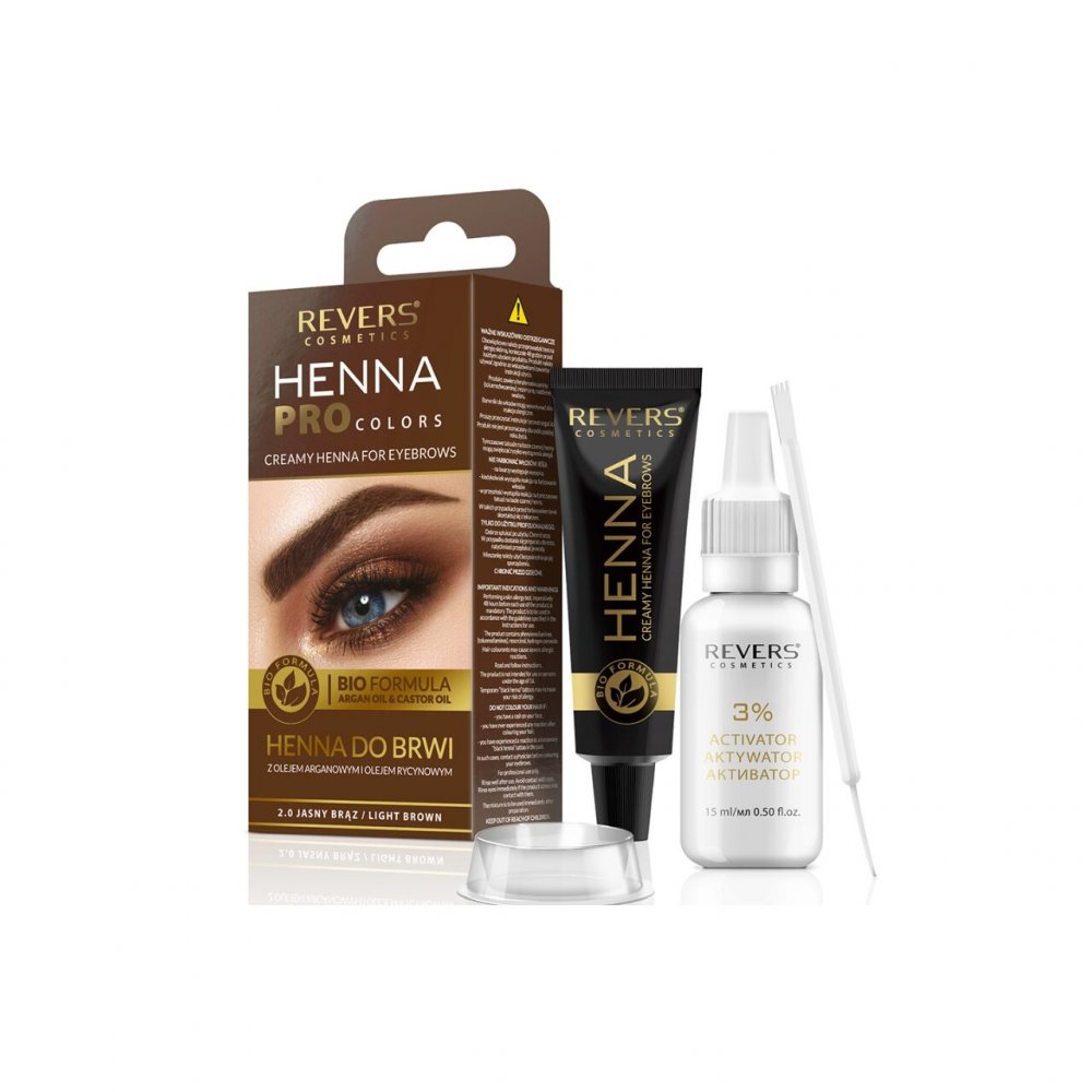 Vopsea de sprancene Revers Henna Pro Colors, Maro Deschis