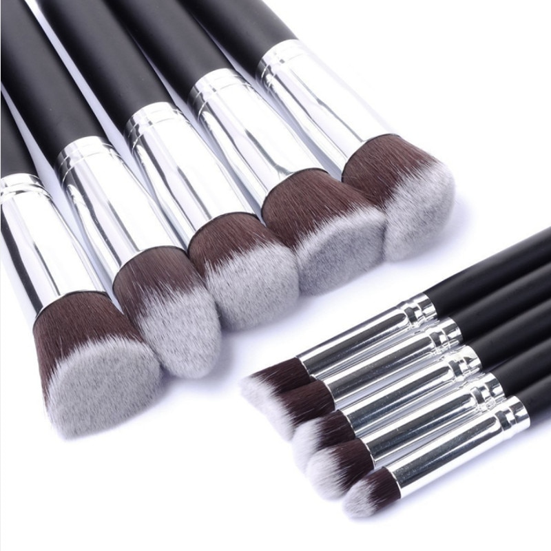 Set Pensule Machiaj,KABUKI-10 bucati+borseta-black