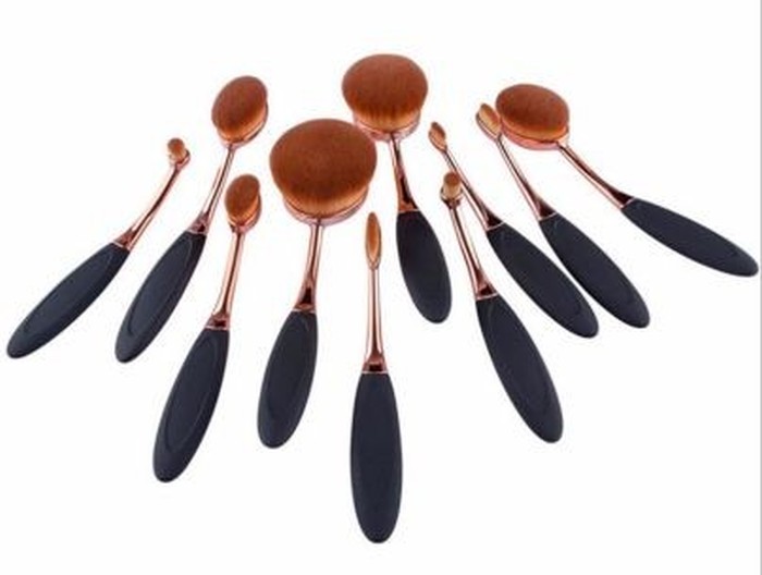 Set Pensule Machiaj,GOLD-10 bucati ovale