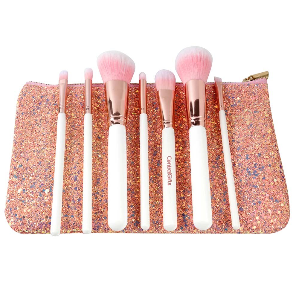 Set Pensule Machiaj,PINK DIAMONDS-7 bucati+portfard