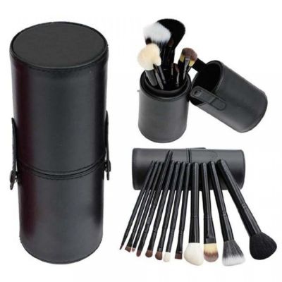 Set de 12 Pensule Profesionale ptr.Machiaj cu Suport, Negru