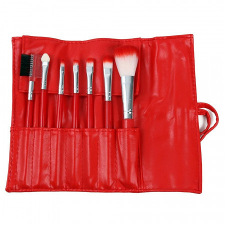 Set Pensule Machiaj,RED-7 bucati+borseta