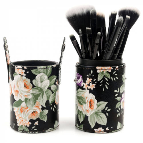 Set de 12 Pensule Profesionale ptr. Machiaj cu Suport, Vintage flowers