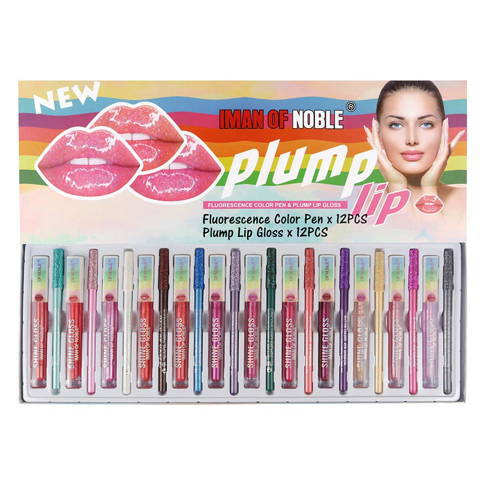 Set Rujuri Multifunctional ,IMAN OF NOBLE-Fluorescence Color Pen & Plump Lip Gloss - imagine 2