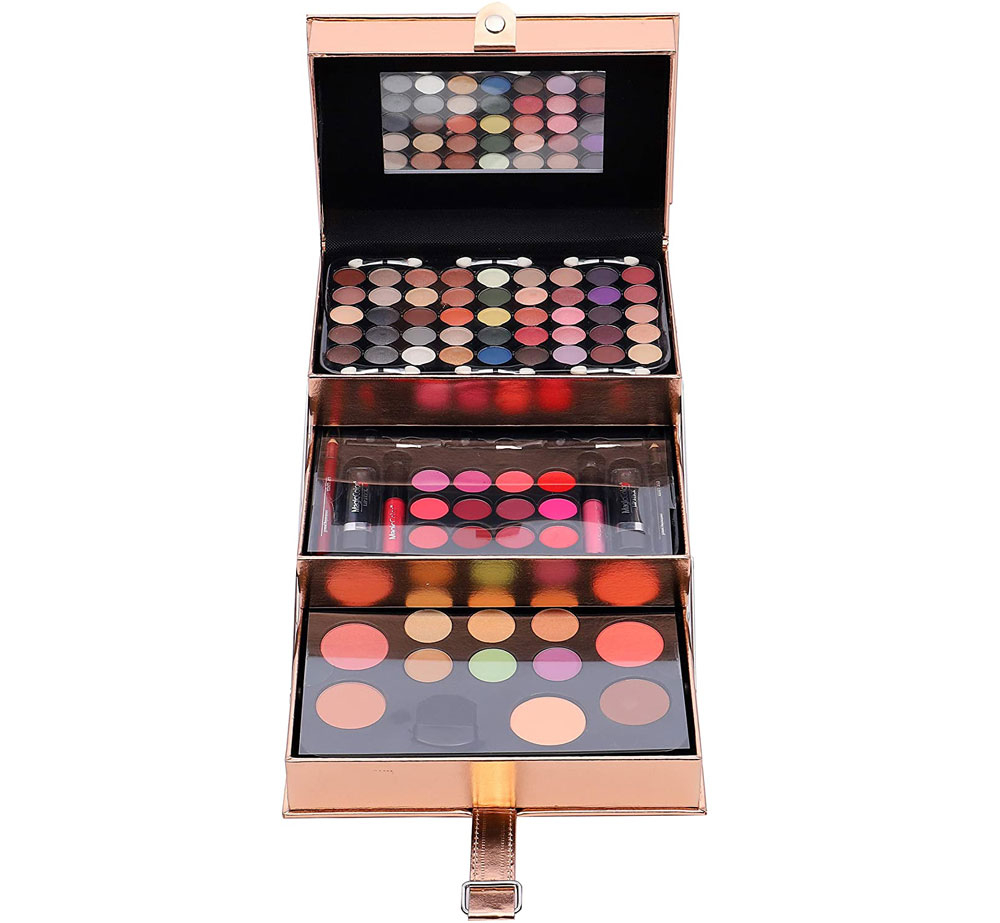 Trusa Machiaj Multifunctionala cu Geanta Reutilizabila, MAGIC COLOR- Makeup Kit-85 culori-gold